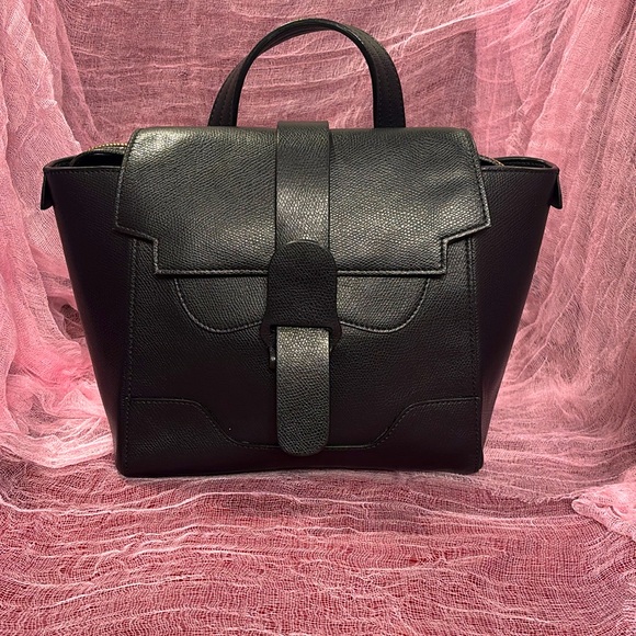Senreve Mini Maestra Crossbody Bag Backpack in Black Gold Hardware